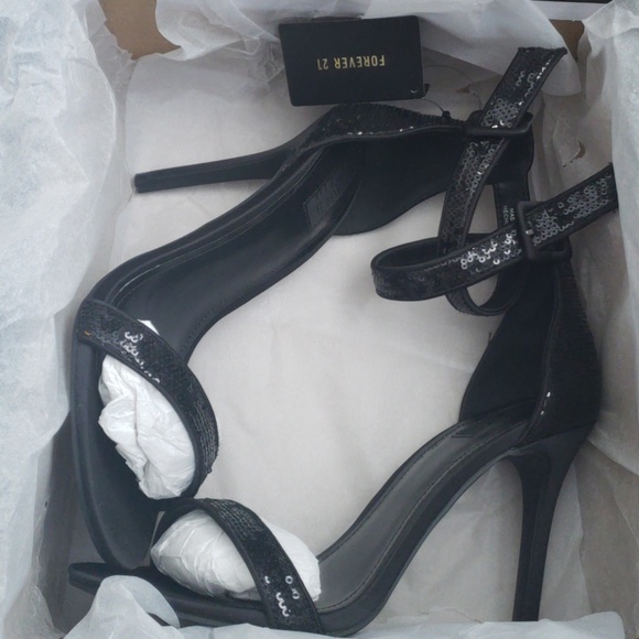 black sparkly strappy heels